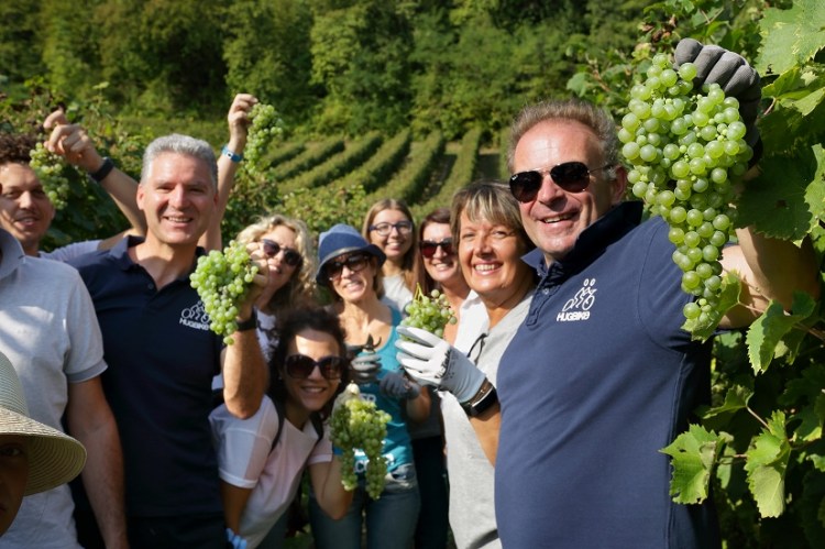 110916_vendemmia-solidale-a-le-manzane_mario-paganessi-direttore-di-oltre-il-labirinto-onlus-a-destra-con-il-grappolo-di-uva-in-mano-e-altri-componenti-di-oltre-il-labirinto